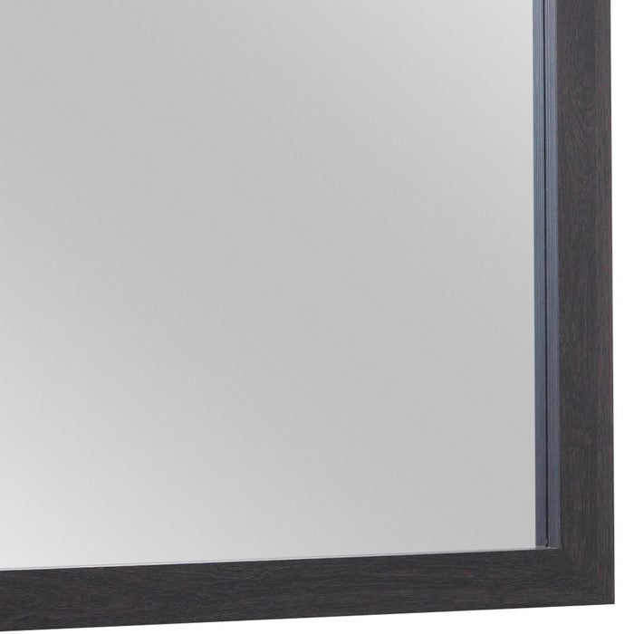 Rectangular Wood Encased Dresser Top Mirror, Dark Brown and Silver - BM215165