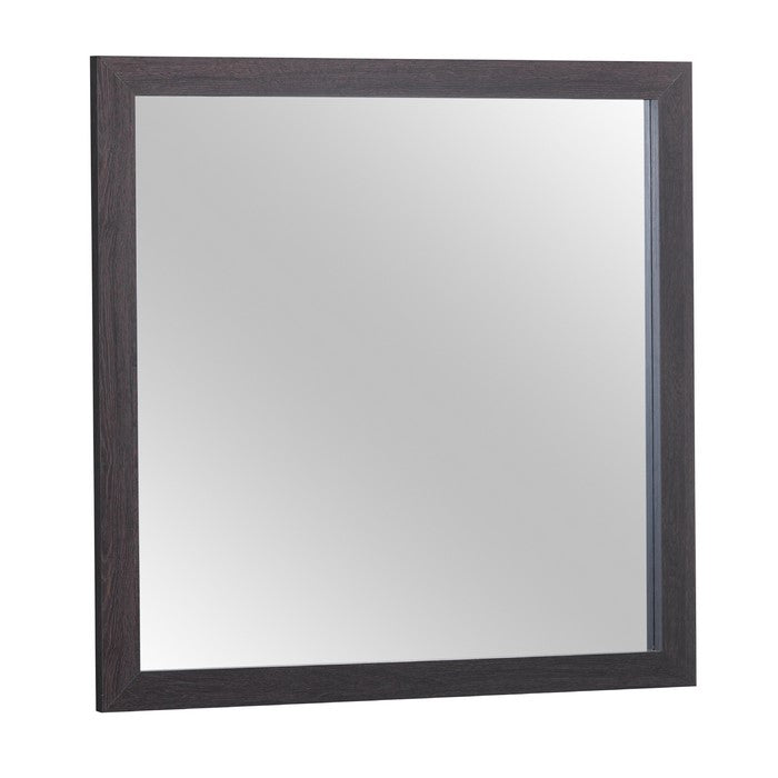 Rectangular Wood Encased Dresser Top Mirror, Dark Brown and Silver - BM215165