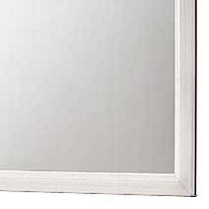 Rectangular Wood Encased Dresser Top Mirror, Off White and Silver - BM215166