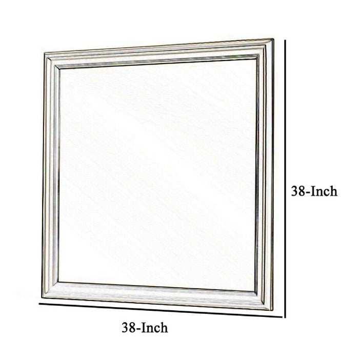 Molded Wooden Frame Dresser Top Mirror, Champagne Silver - BM215168