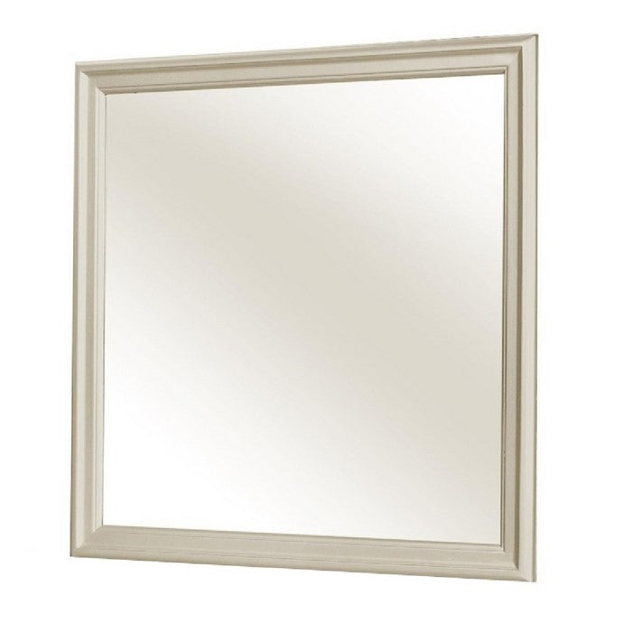 Molded Wooden Frame Dresser Top Mirror, Champagne Silver - BM215168