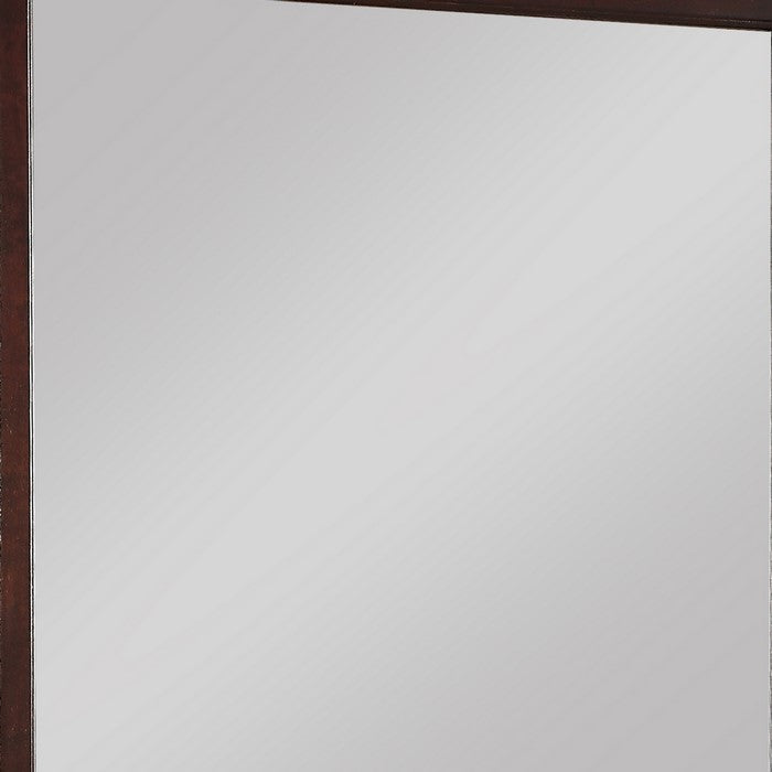 Rectangular Molded Wooden Frame Dresser Top Mirror, Cherry Brown and Silver - BM215171