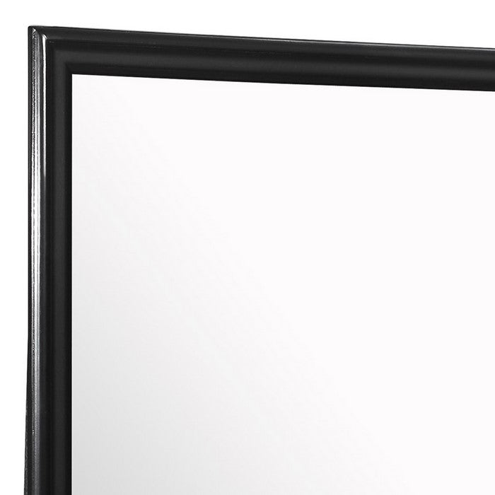 Rectangular Molded Wooden Frame Dresser Top Mirror, Black and Silver - BM215172