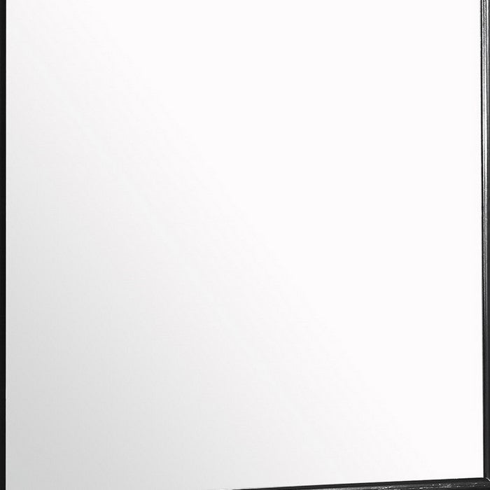 Rectangular Molded Wooden Frame Dresser Top Mirror, Black and Silver - BM215172