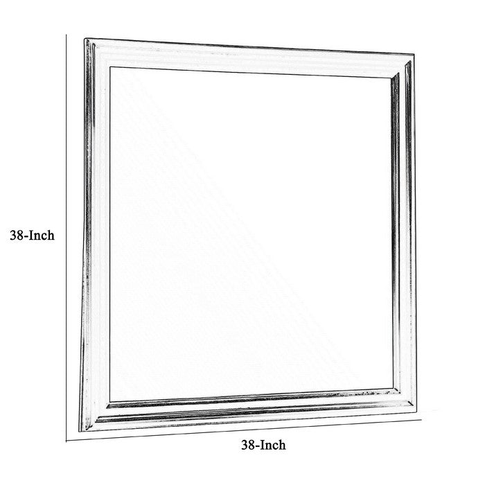 Rectangular Molded Wooden Frame Dresser Top Mirror, Black and Silver - BM215172