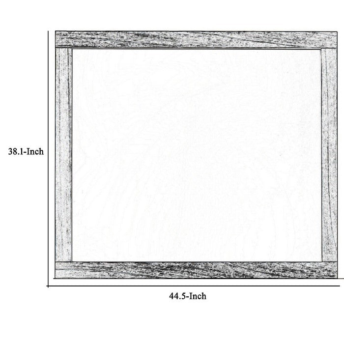 Rectangular Wooden Dresser Top Mirror with Grains, Taupe Brown and Silver - BM215173