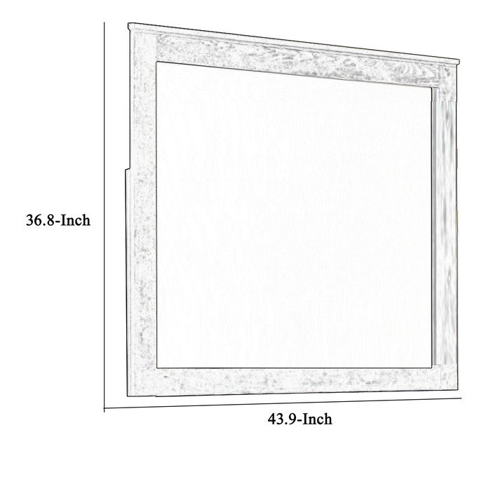 Rectangular Grained Wooden Frame Dresser Mirror, Brown and Silver