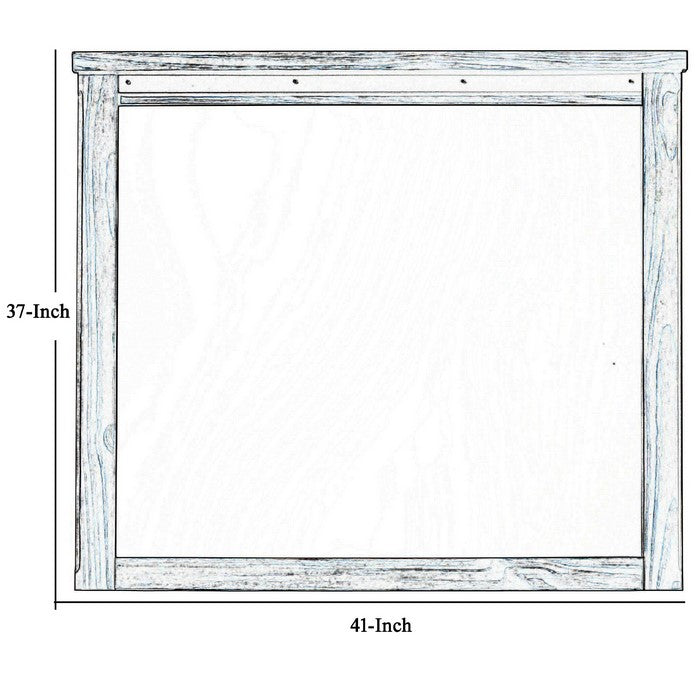 Rectangular Wooden Dresser Top Mirror with Metal Accent, Brown and Silver - BM215178