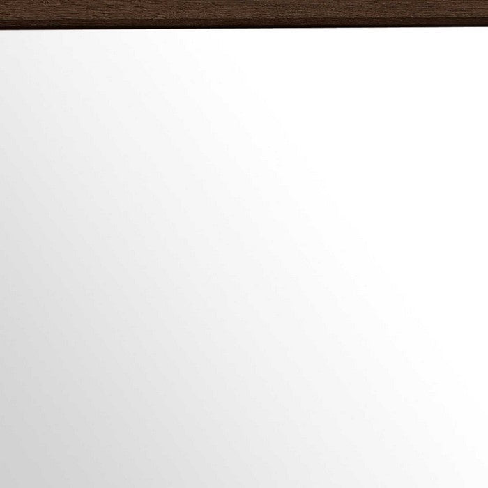 Rectangular Grained Wooden Frame Dresser Top Mirror, Dark Brown and Silver - BM215180