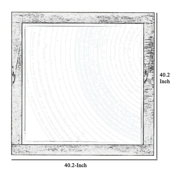 Square Grained Wooden Frame Dresser Top Mirror, Antique Black and Silver - BM215181