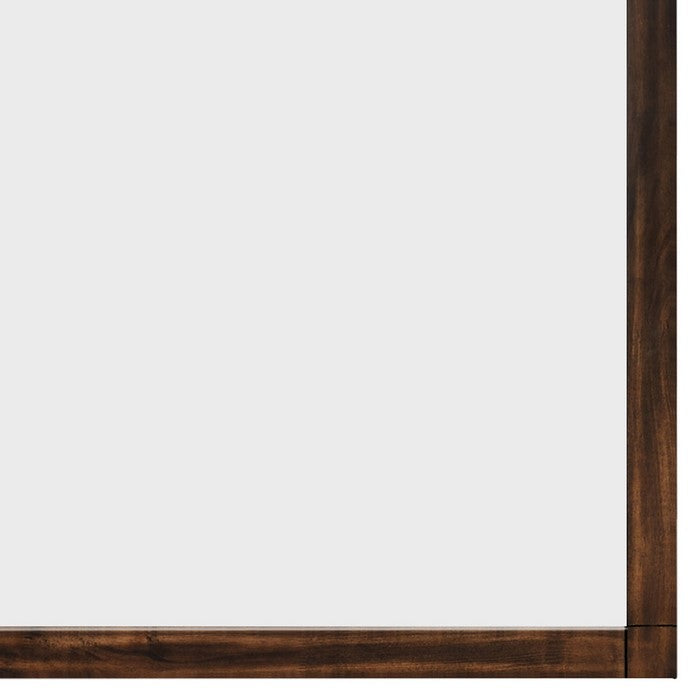 Rectangular Wooden Dresser Top Mirror with Metal Brackets, Brown and Silver - BM215184
