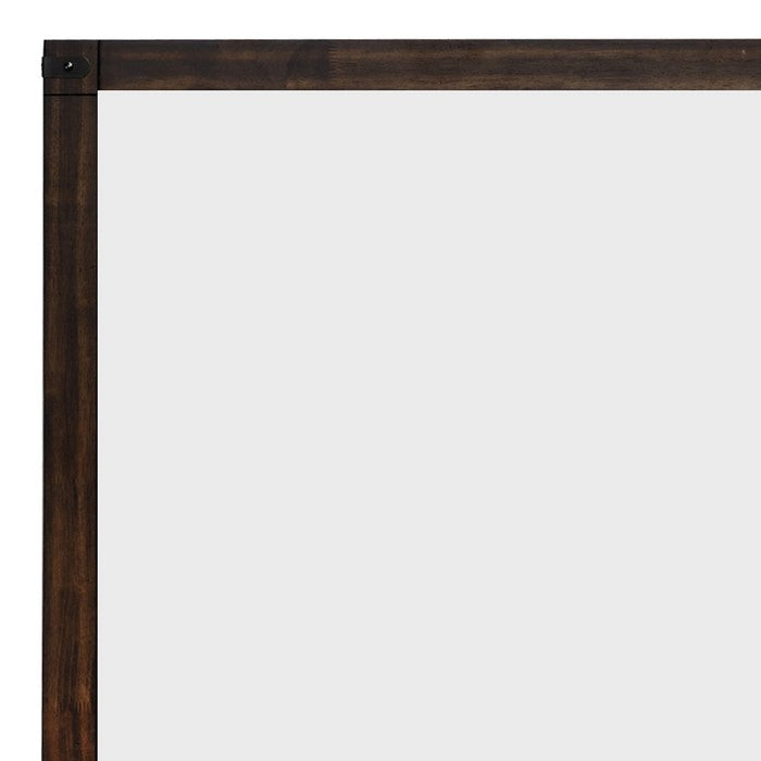 Rectangular Wooden Dresser Top Mirror with Metal Brackets, Brown and Silver - BM215184