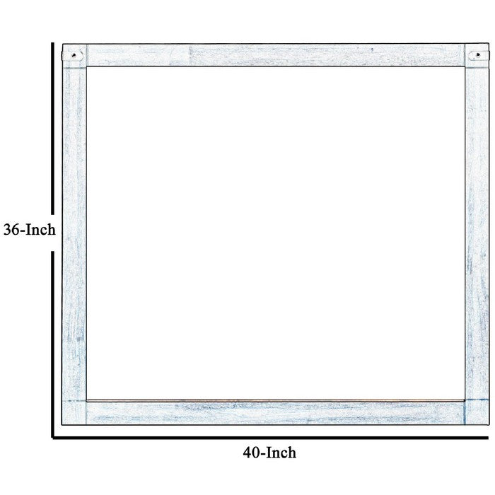 Rectangular Wooden Dresser Top Mirror with Metal Brackets, Brown and Silver - BM215184