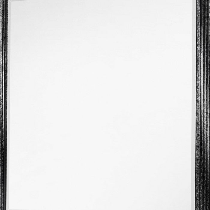 Rectangular Wooden Dresser Top Mirror with Ribbed Design, Black and Silver - BM215187