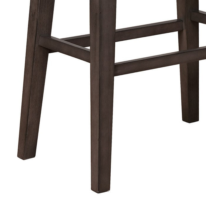 Nailhead Fabric Upholstered Counter Stool with Saddle Seat, Set of 2, Gray - BM215191