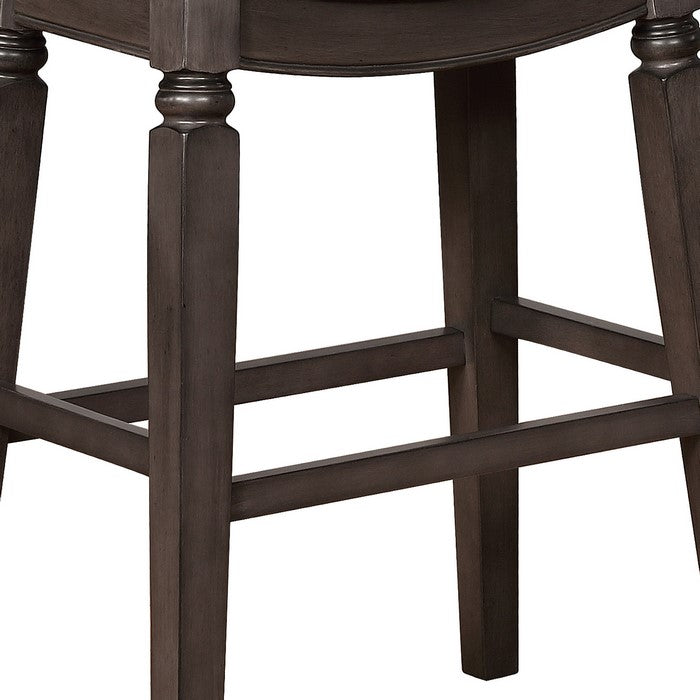 Nailhead Fabric Upholstered Counter Stool with Saddle Seat, Set of 2, Gray - BM215191