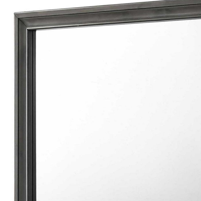 Molded Wooden Frame Dresser Top Mirror, Gray and Silver - BM215192