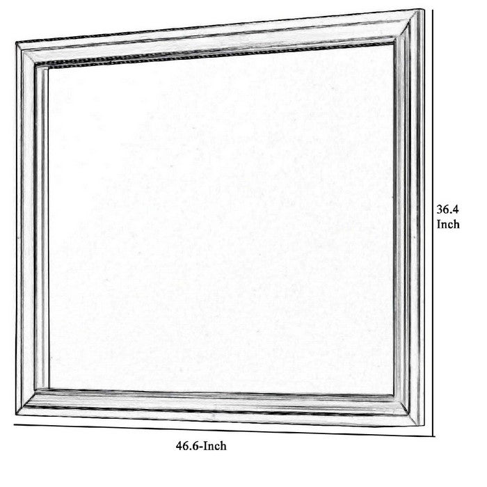 Molded Wooden Frame Dresser Top Mirror, Gray and Silver - BM215192