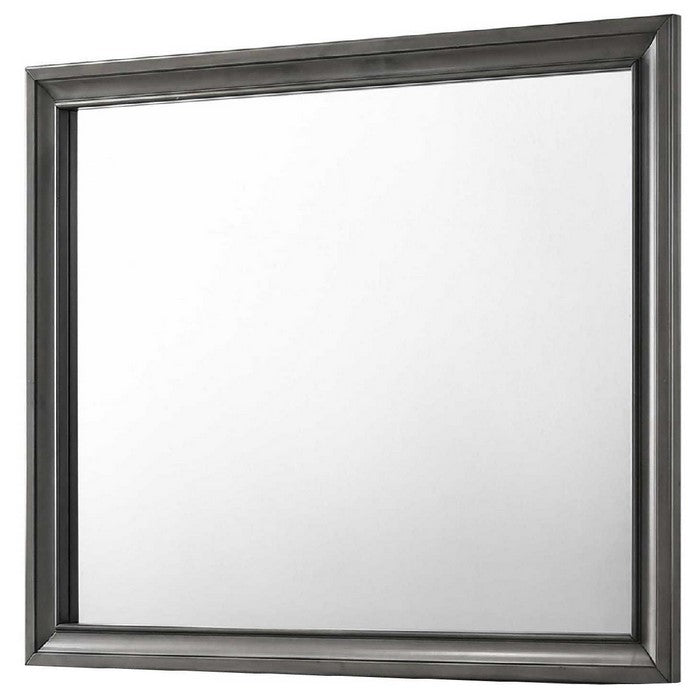 Molded Wooden Frame Dresser Top Mirror, Gray and Silver - BM215192