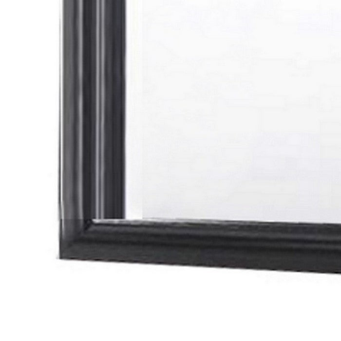 Molded Wooden Frame Dresser Top Mirror, Black and Silver