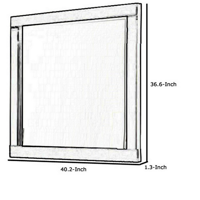 Rectangular Wood Encased Dresser Top Mirror, Black and Silver