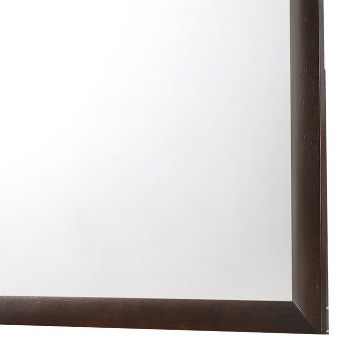 Rectangular Wood Encased Dresser Top Mirror, Cherry Brown and Silver - BM215197