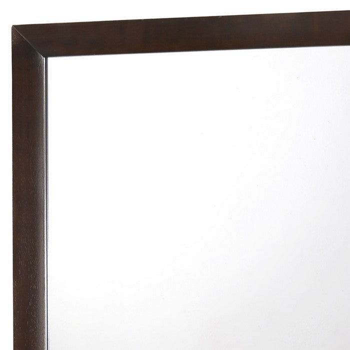 Rectangular Wood Encased Dresser Top Mirror, Cherry Brown and Silver - BM215197