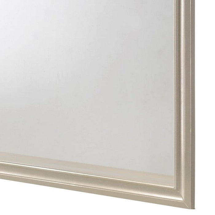 Square Molded Wooden Frame Dresser Top Mirror, Champagne Silver - BM215198