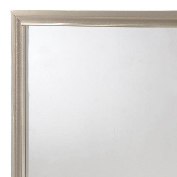 Square Molded Wooden Frame Dresser Top Mirror, Champagne Silver - BM215198