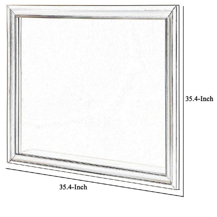 Square Molded Wooden Frame Dresser Top Mirror, Champagne Silver - BM215198
