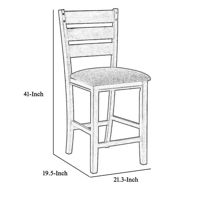 Wooden Counter Chair with Padded Seat and Ladder Backrest, Set of 2, Gray - BM215200