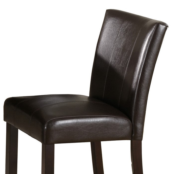 Vertically Stitched Leatherette Wooden Counter Chair, Set of 2, Dark Brown - BM215203