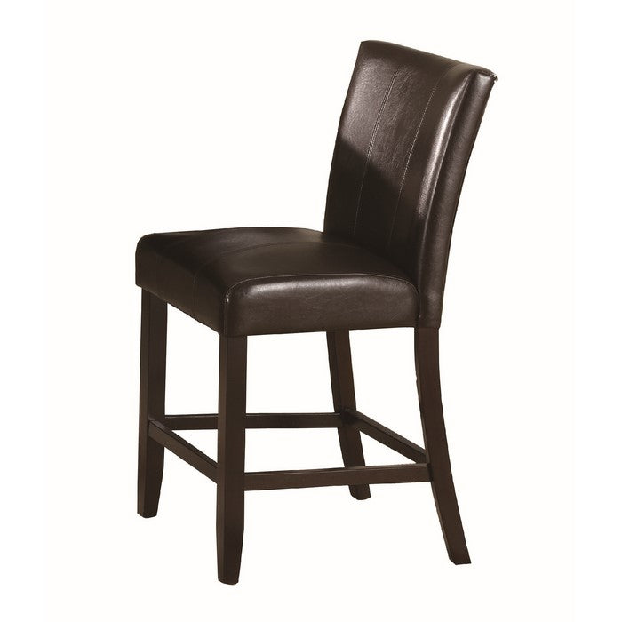 Vertically Stitched Leatherette Wooden Counter Chair, Set of 2, Dark Brown - BM215203