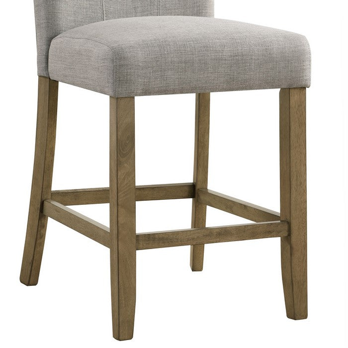 Fabric Upholstered Counter Chair with Vertical Stitching, Set of 2, Gray - BM215204