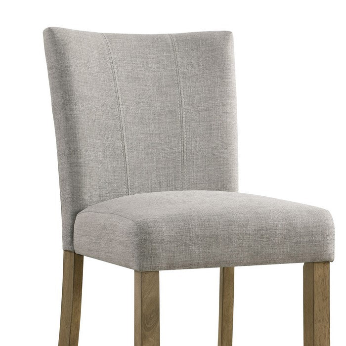 Fabric Upholstered Counter Chair with Vertical Stitching, Set of 2, Gray - BM215204