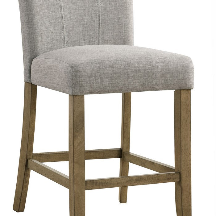 Fabric Upholstered Counter Chair with Vertical Stitching, Set of 2, Gray - BM215204