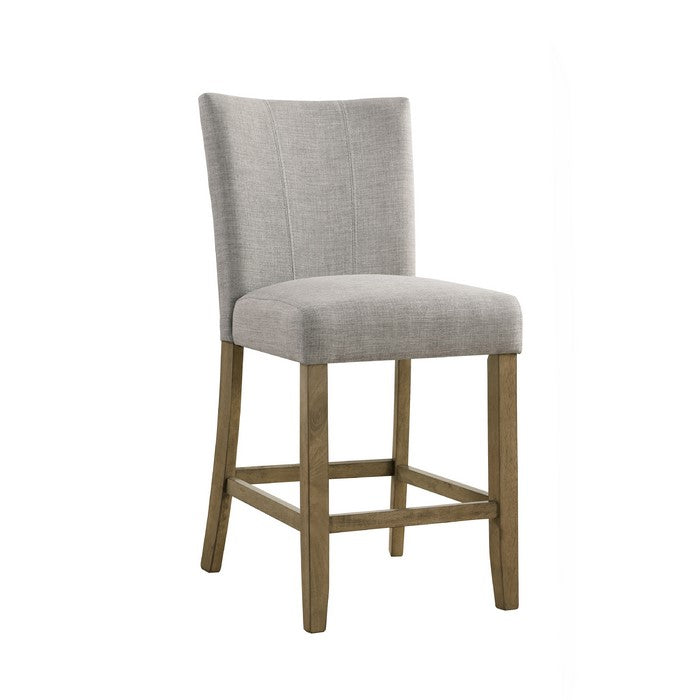 Fabric Upholstered Counter Chair with Vertical Stitching, Set of 2, Gray - BM215204