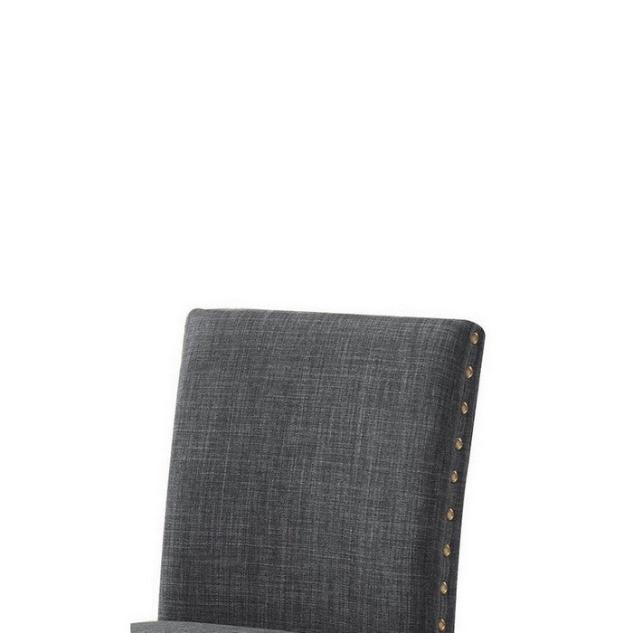 Nailhead Trim Fabric Upholstered Counter Chair, Set of 2, Dark Gray