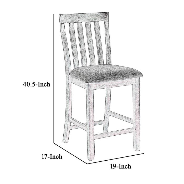 Vertical Slatted Back Wooden Counter Chair, Set of 2, Gray - BM215207