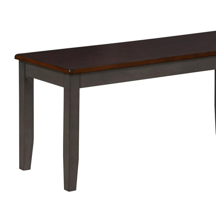 Rectangular Wooden Frame Bench with Chamfered Legs, Brown and Black - BM215212