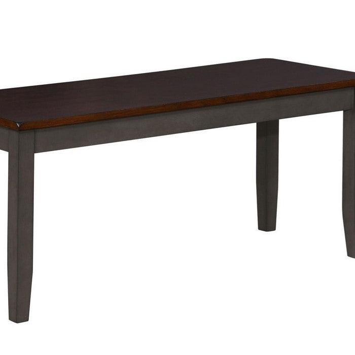 Rectangular Wooden Frame Bench with Chamfered Legs, Brown and Black - BM215212