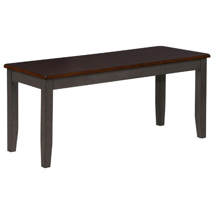 Rectangular Wooden Frame Bench with Chamfered Legs, Brown and Black - BM215212