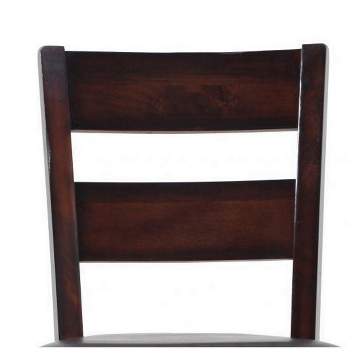 Wooden Leatherette Seat Counter Chair with Cut Out Back, Set of 2, Brown