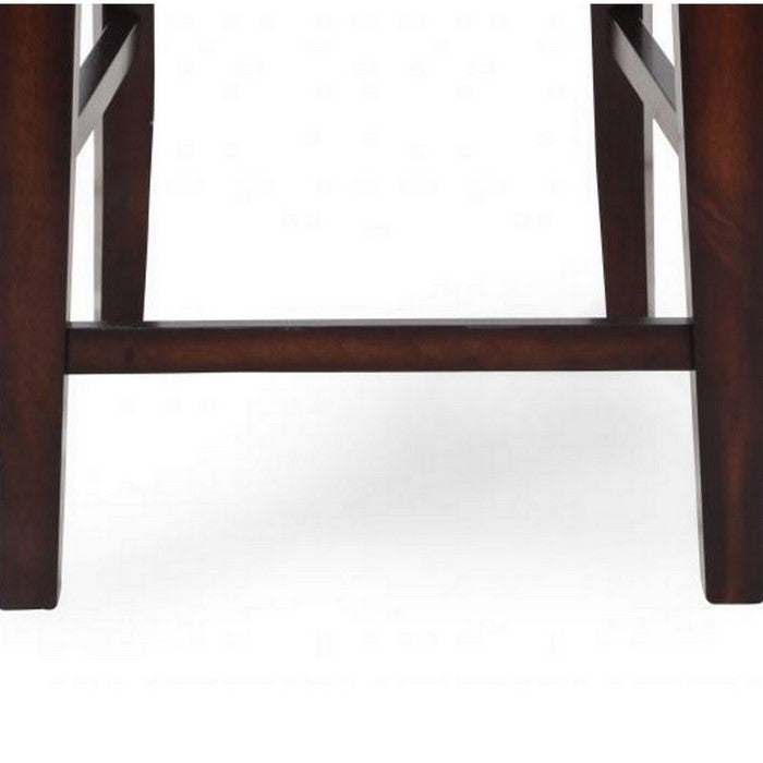 Wooden Leatherette Seat Counter Chair with Cut Out Back, Set of 2, Brown