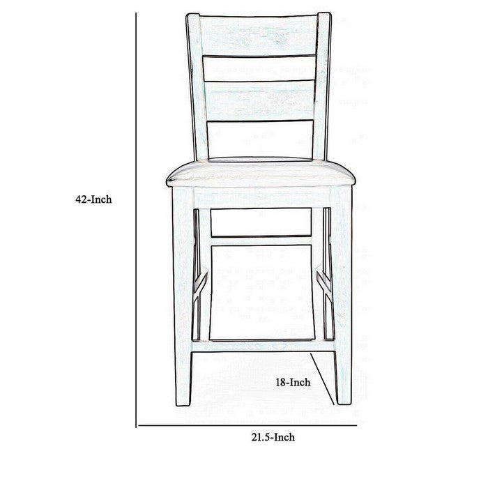 Wooden Leatherette Seat Counter Chair with Cut Out Back, Set of 2, Brown