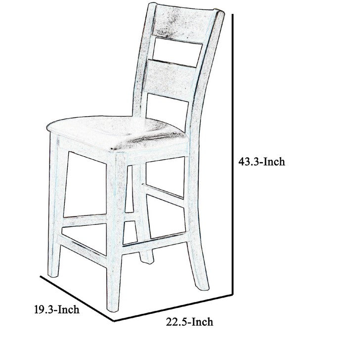 Leatherette Counter Chair with Cut Out Panel Backrest, Set of 2, Brown - BM215214
