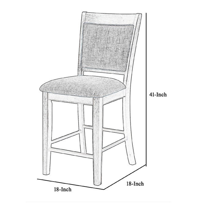 Fabric Upholstered Wooden Counter Chair, Set of 2, Black and Gray - BM215217