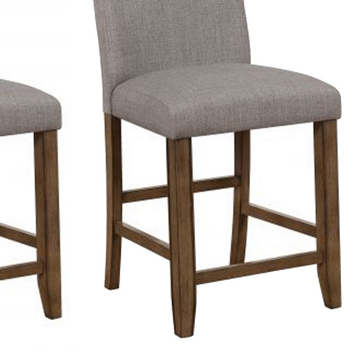 Nailhead Trim Fabric Upholstered Counter Chair, Set of 2, Gray and Brown - BM215220