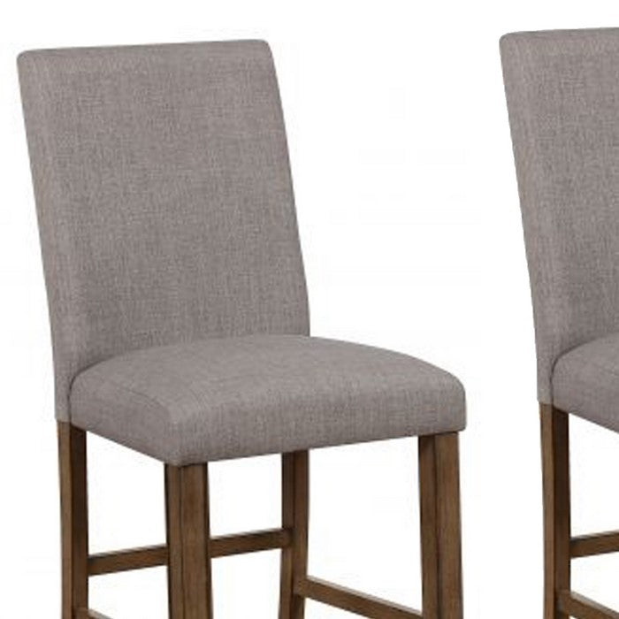 Nailhead Trim Fabric Upholstered Counter Chair, Set of 2, Gray and Brown - BM215220