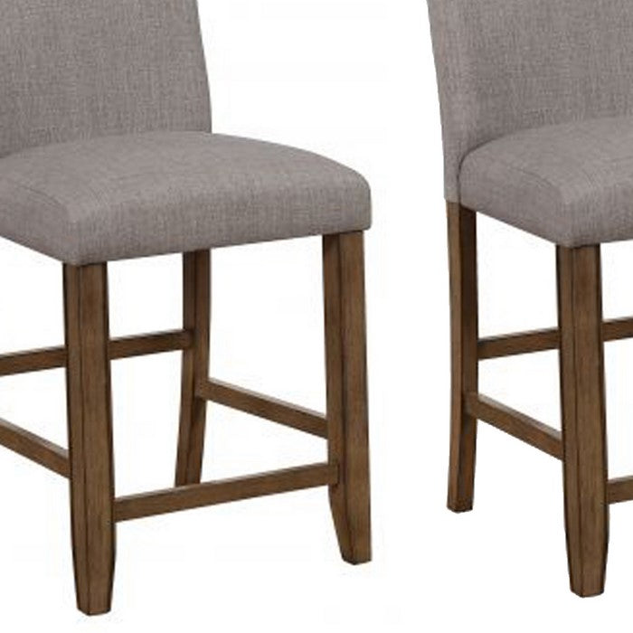 Nailhead Trim Fabric Upholstered Counter Chair, Set of 2, Gray and Brown - BM215220